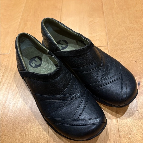 Merrell Encore Eclipse slip on shoes clogs sz 7 black leather - Picture 1 of 9